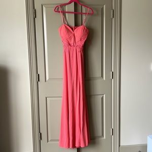 NWT Coral Strapless Maxi Dress with Embroidered Details